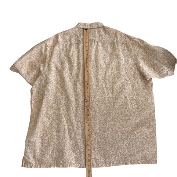 Tasso Elba Mens XXL Short Sleeve Beige Floral Linen Cotton Blend Shirt B… - Picture 8 of 11